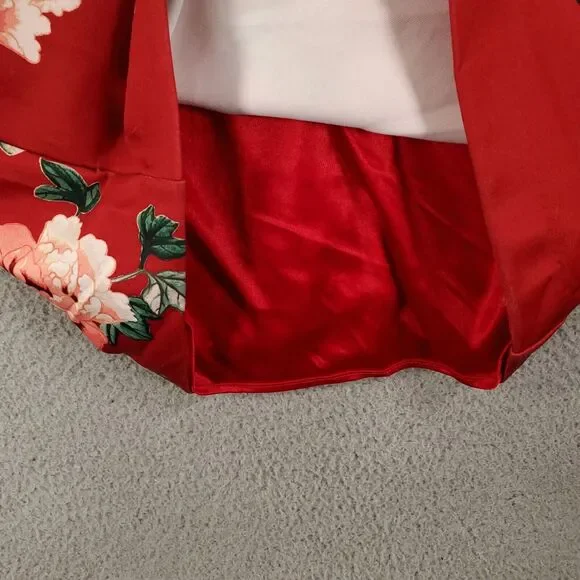 New York & Company Dress Womens Medium Tall Red Birds Floral Stretch NWT - Picture 8 of 13